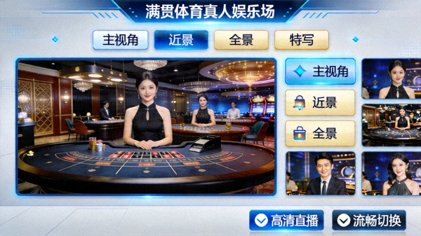 满贯体育真人娱乐场高清直播界面，展示流畅的多视角切换功能