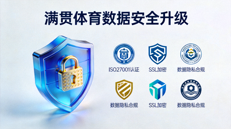 满贯体育数据安全升级界面，显示加密盾牌与安全认证标志