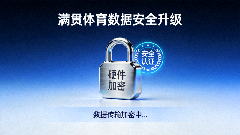 满贯体育数据安全升级界面，显示加密锁与安全认证标识